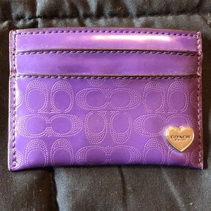 Coach purple card holder